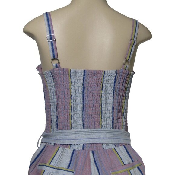 CHASER NWT Striped Linen Blend Jumpsuit Boho Beach Coastal Retro Festival M - Picture 5 of 11